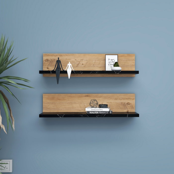 Hanah Home Estante Flotante de Pared - Pino Atlántico y Negro
